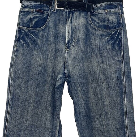 Moda Jeans U.S.A. 36x34 Wide Leg With Belt Baggy Hip Trendy - Picture 2 of 9